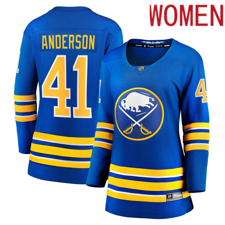 Women Buffalo Sabres #41 Craig Anderson Fanatics Branded Royal Home Breakaway Player NHL Jersey